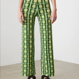 Paloma Wool Modem Pants, green pattern, size small